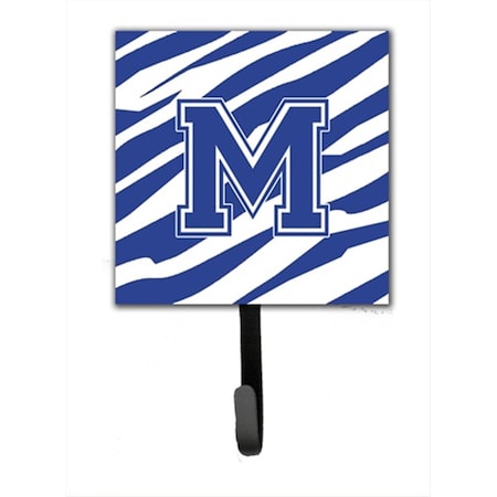 Carolines Treasures Letter M Initial Tiger Stripe Blue And White Leash Holder Or Key Hook CJ1034-MSH4